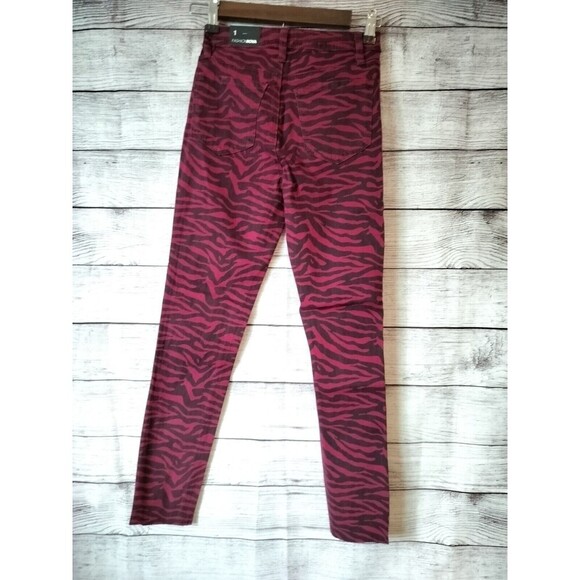 Fashion Nova Size 1 Paint Me All Over Red Zebra Tiger Stripes Jeans - Picture 6 of 8